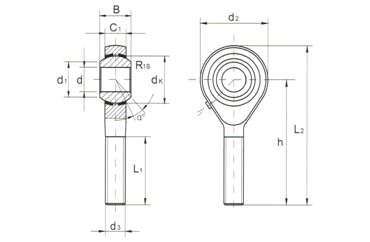 POS Series Male Rod End Bearing - Metric, Oil-Lubricated