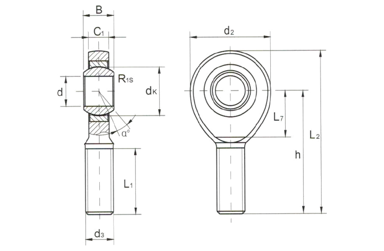 SA..C Series Male Rod End Bearing | Self-Lubricating Metric Rod Ends | Gonuo